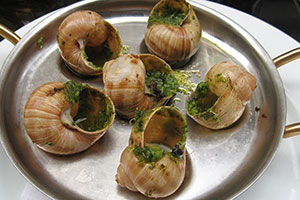 escargot en sauce au beurre persillé cuit