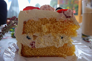 gâteau moelleux fourré aux fruits