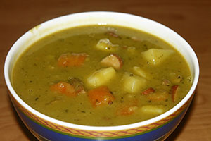 soupe aux poireaux et pommes de terre préemballée à réchauffer
