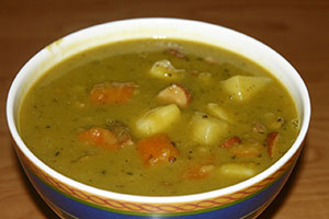 soupe aux pois cassés préemballée à réchauffer